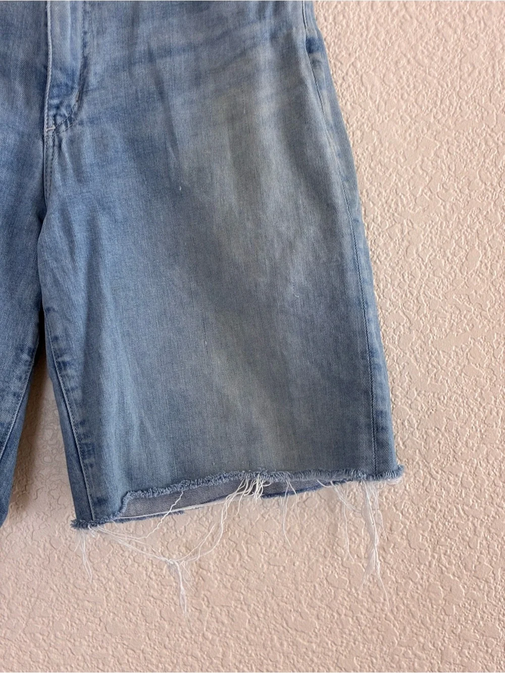 AG | Adriano Goldschmied hand cut frayed denim Bermuda long denim shorts size 29